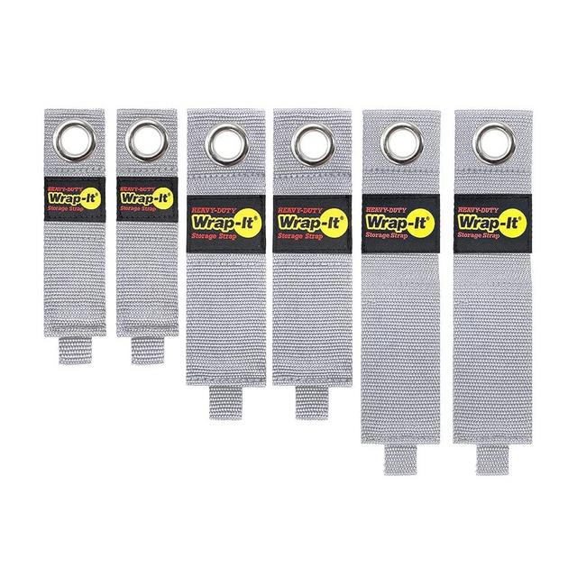 Heavy-Duty Wrap-It Storage Straps - (Assorted 6-Pack) Silver - Garage Organizer and Extension Cord Hanger and Electric Cord Organizers for Garage Gadgets