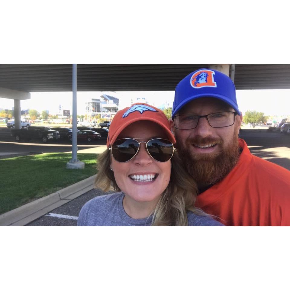 Jenn's first NFL game & a special 39th birthday surprise for George! Broncos v. Raiders, October 1st, 2017.