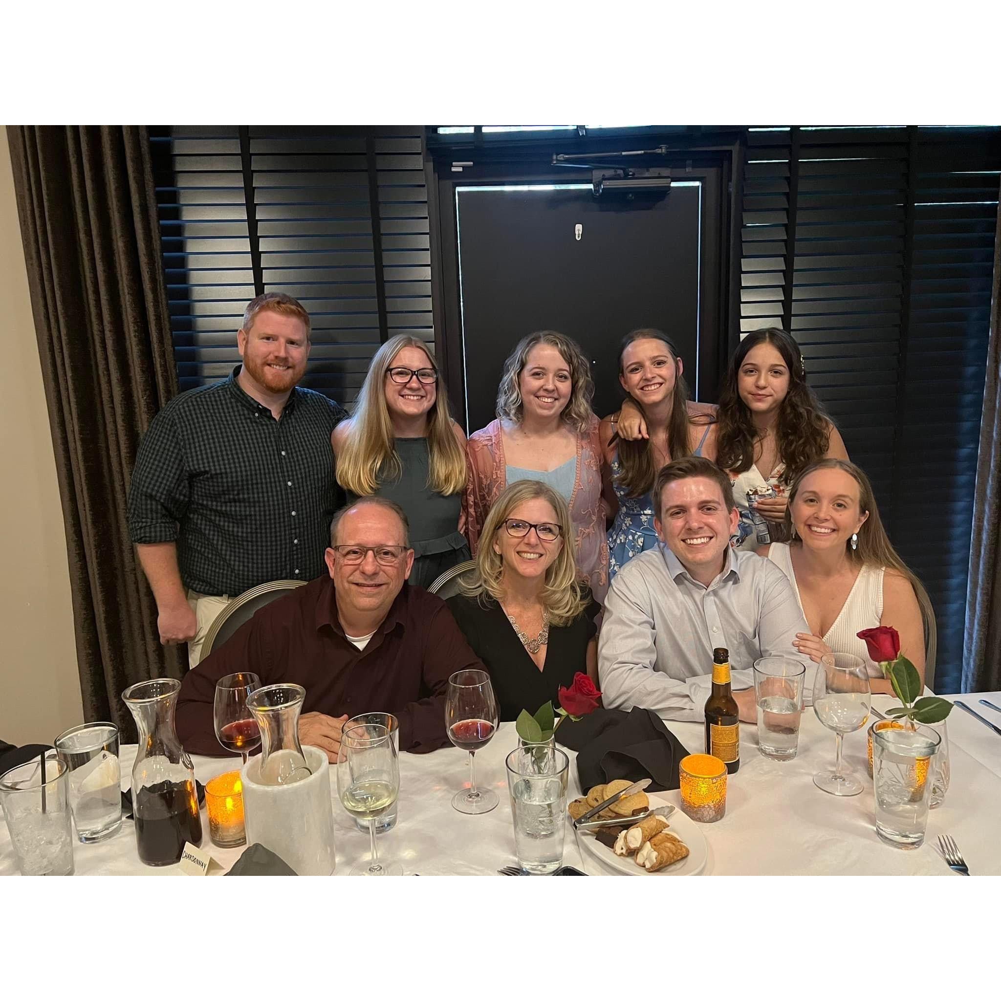 July 1, 2022 - The whole Kubelka crew at Kevin & Faith's rehearsal dinner
