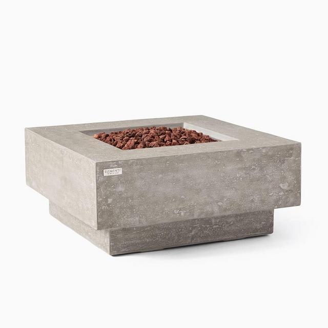 Square Pedestal Fire Pit Table, Gray