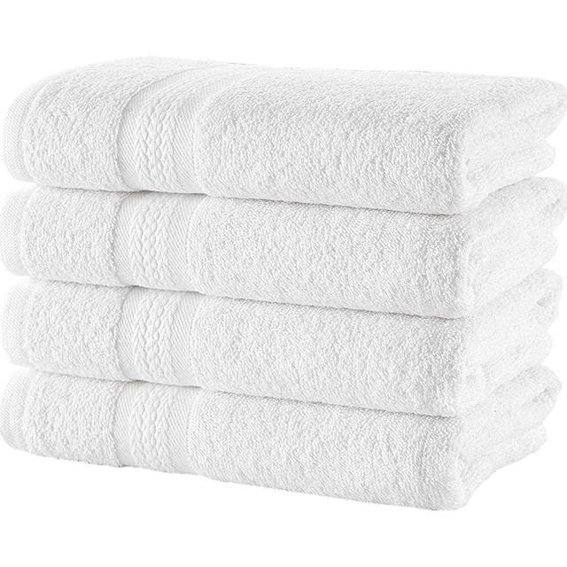 REGAL RUBY Quick-Dry 4 Pieces White Hand Towels - Bath Linen Set - Highly Absorbent 100% Turkish Cotton - Perfect Lightweight Towel for Bathroom Guests Pool Gym Camp Travel College Dorm Shower