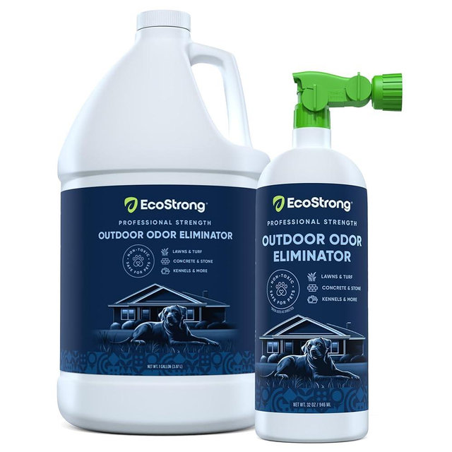 Eco Strong Outdoor Odor Eliminator Outside Dog Urine Enzyme Cleaner Powerful Pet, Cat, Animal Scent Deodorizer | Professional Strength for Yard, Turf, Kennels, Patios, Decks (160 oz Bundle w Sprayer)
