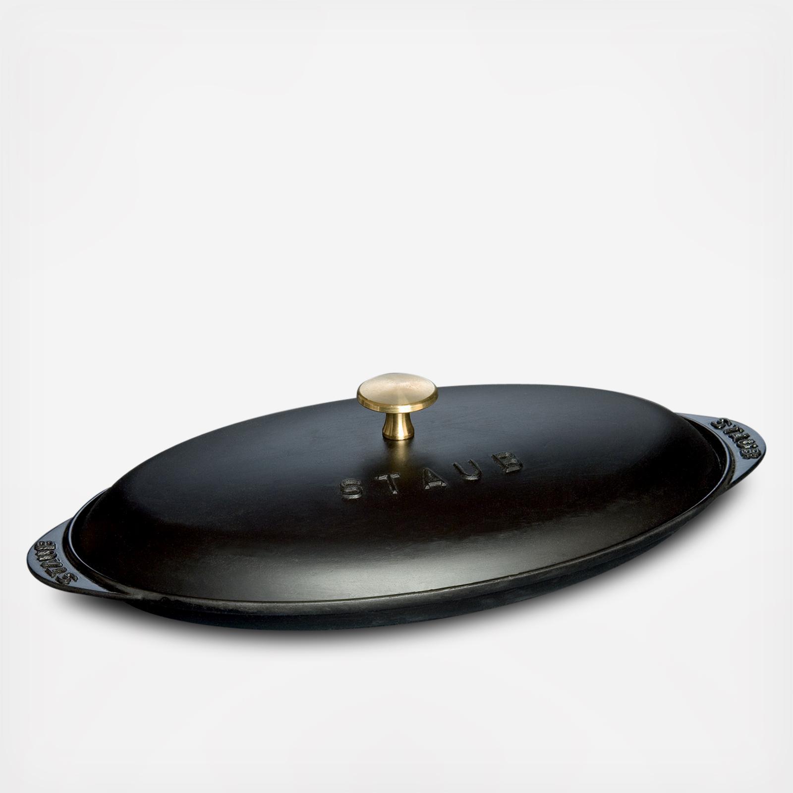 Staub Cast Iron 14.5 Covered Fish Pan Black Matte