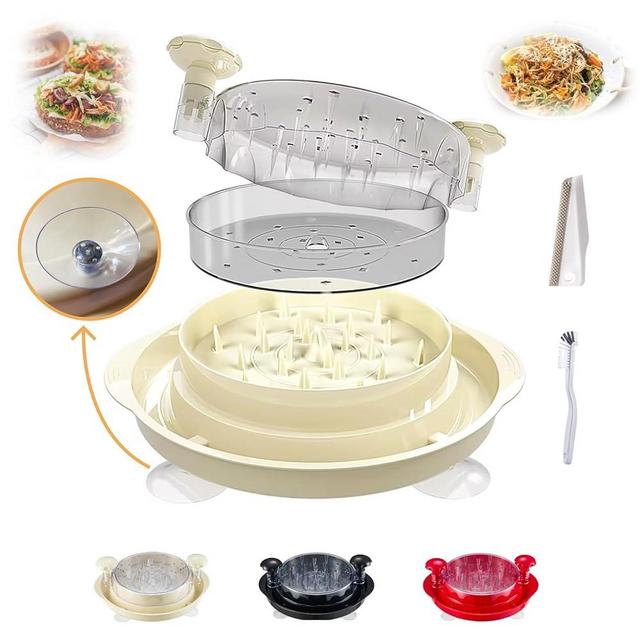 Babluble Chicken Shredder Large-11'' Chicken Breast Shredder Tool Twist with Brush&Squeegee,Visible Meat Shredder Machine,Anti-Slip Strip,BPA Free,Dishwasher Safe(White)
