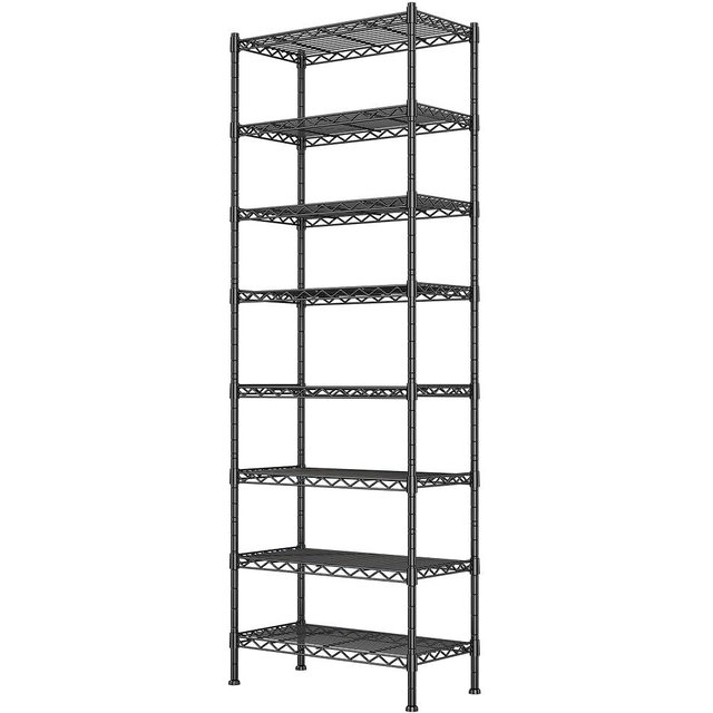 GIOTORENT 8-Wire Garage Shelving Storage Shelves, Kitchen Storage Adjustable Shelf, Metal Shelves 1600Lbs Capacity 24" Lx14 Wx72.2 H for Laundry Bathroom Pantry Closet, Black
