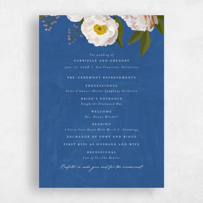 Dusty Cobalt, Blue Wedding Program - Verano