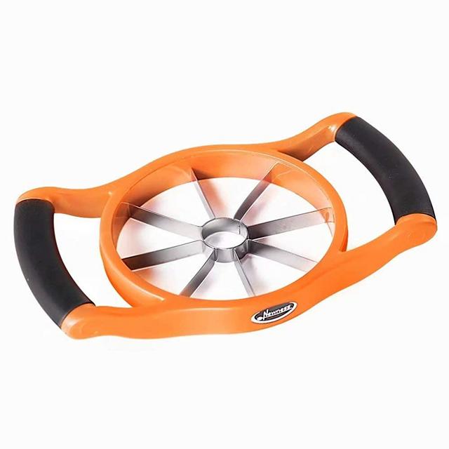 Newness Apple Slicer Corer, 8-Slice [Large Size] Premium Apple Slicer Corer, Cutter, Divider, Wedger, Stainless Steel Easy Grip Fruit Slicer with Sharp Blade for Apples, Pears and More, Orange