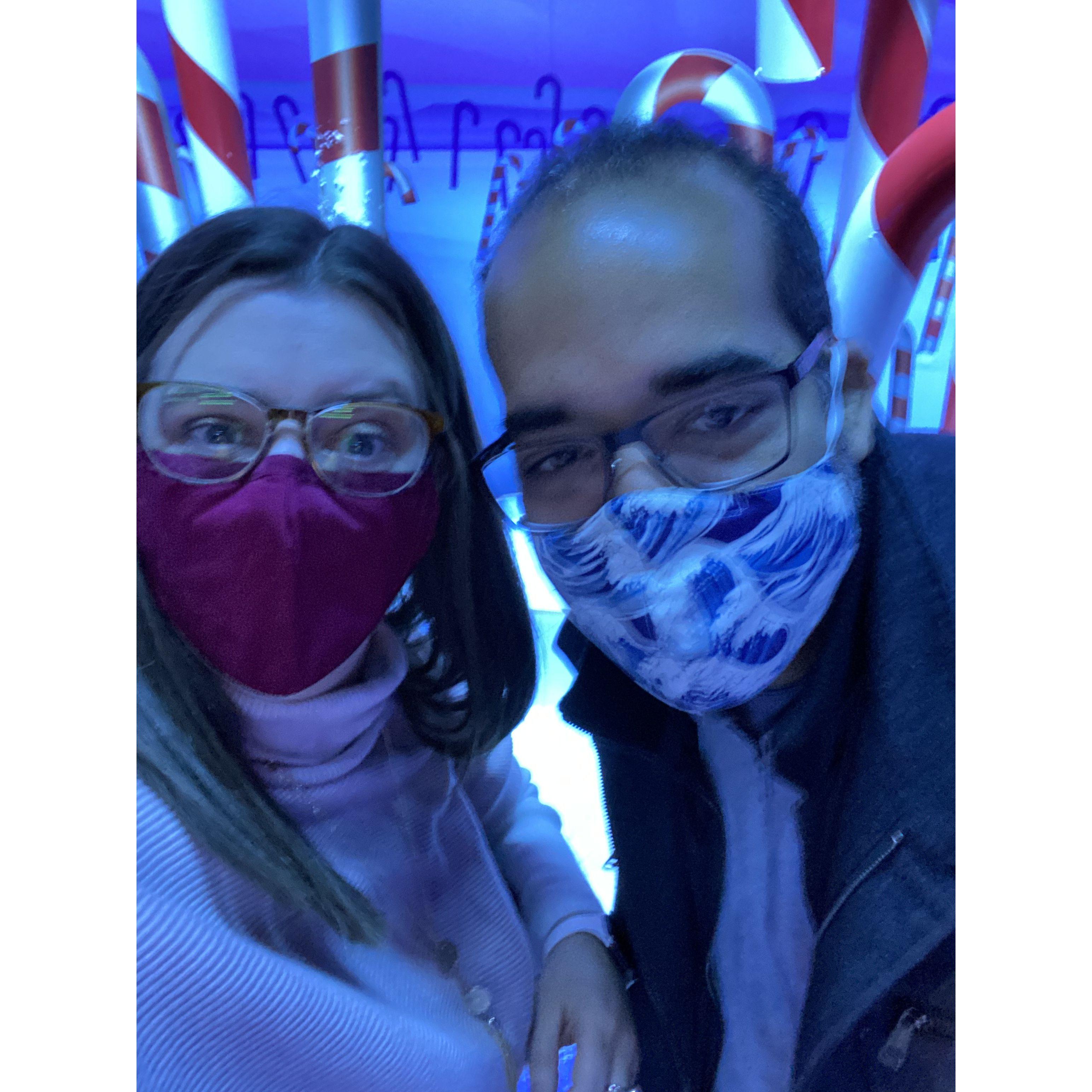 We met in COVID so that means masks!