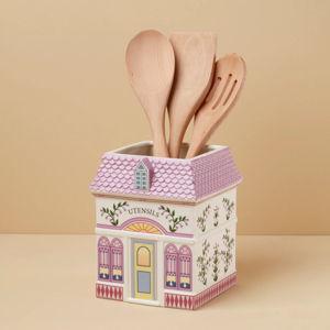 Lenox Spice Village Utensil Crock with Wood Utensils