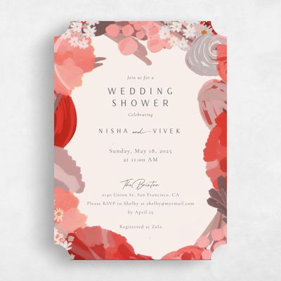Orange Ticket Wedding Wedding Shower Invitation - Chesley Portrait