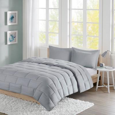 Ava Seersucker Down Alternative Comforter Set (King)Gray - 3pc