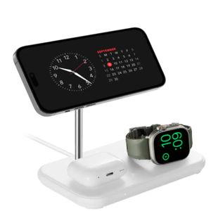 Best Buy essentials™ - 3-in-1 7.5W Magnetic Wireless Charger with Apple Watch Charger Holder for iPhone + Apple Watch + AirPods - White