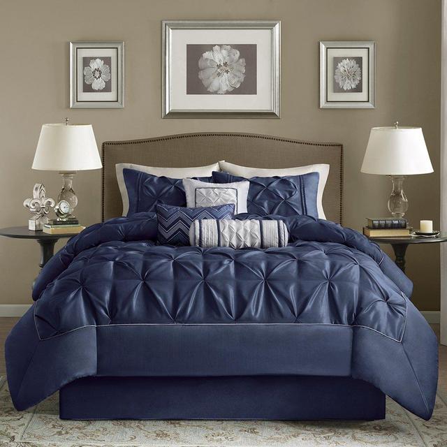 Madison Park Laurel Comforter Set Queen Navy