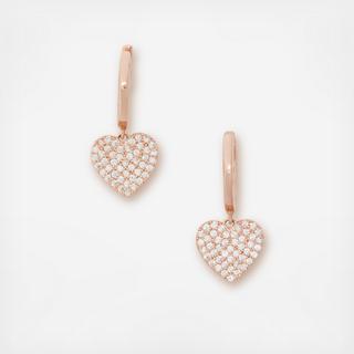Yours Truly Pave Heart Drop Earrings
