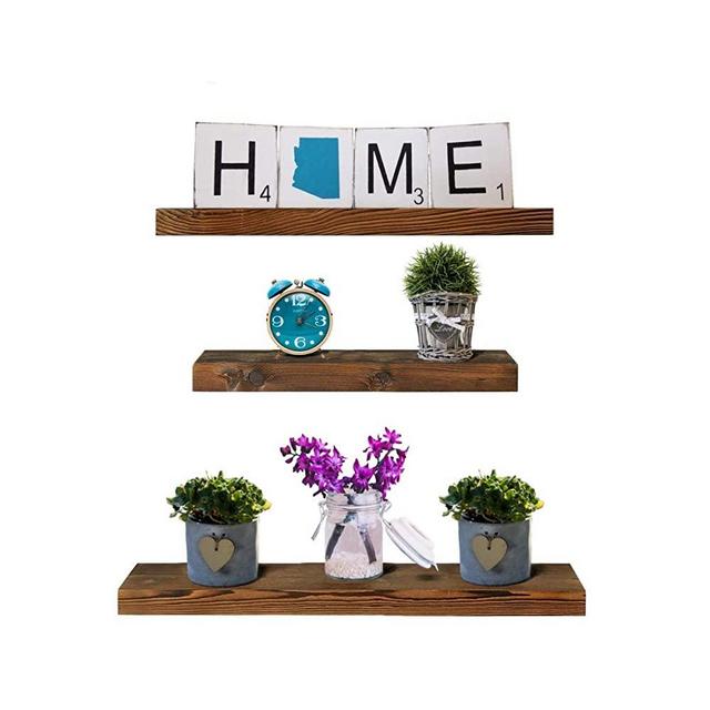 Ty Creations Floating Shelves Wall Mounted Set of 3 | Rustic Solid Wood Wall Storage Shelves for Bathroom, Kitchen, Bedroom, Living Room, Office & More