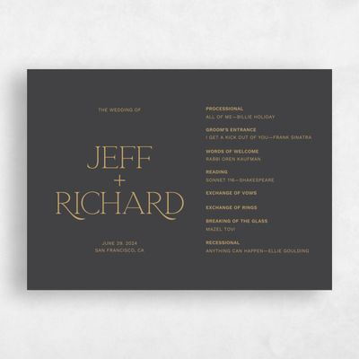 Black Simple Wedding Program - Hazeldale