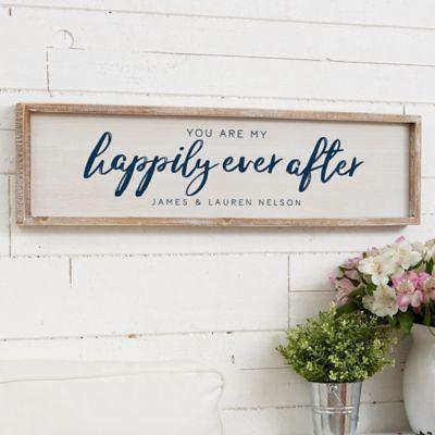 You Are My Happily Ever After Personalized 30-Inch x 8-Inch Barnwood Frame Wall Art