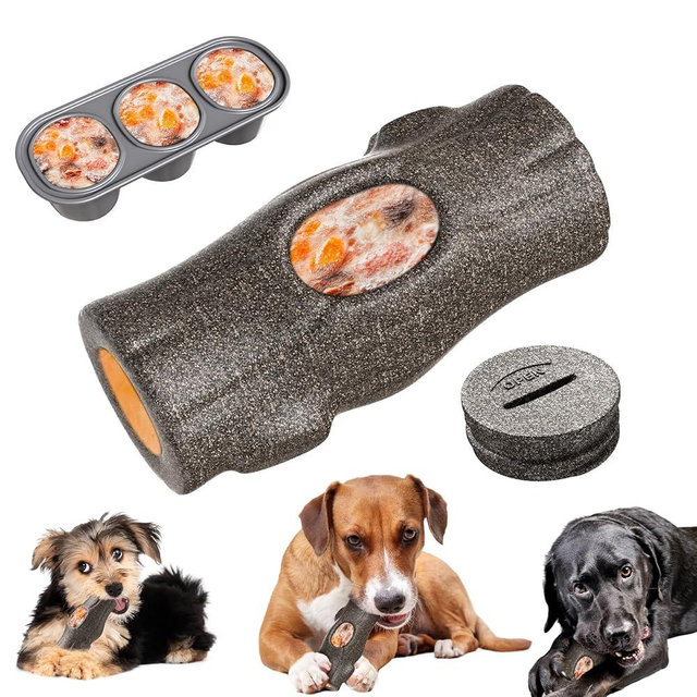 YuLohass Stump Shape Nylon Dog Chew Treat Toy with Filling Tray, Large Medium Dog Chew Toys for Teeth Grinding, Dogs Puzzle Interactive Toy for Slow Feeding to Keep Pet Healthy