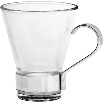 Bormioli Rocco Ypsilon 3.75 oz. Espresso Cup with Stainless Steel Handle, Set of 4 - 3.75 oz.