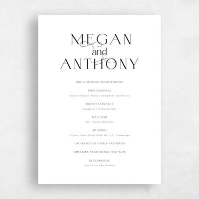 White Wedding Program - Hodgson