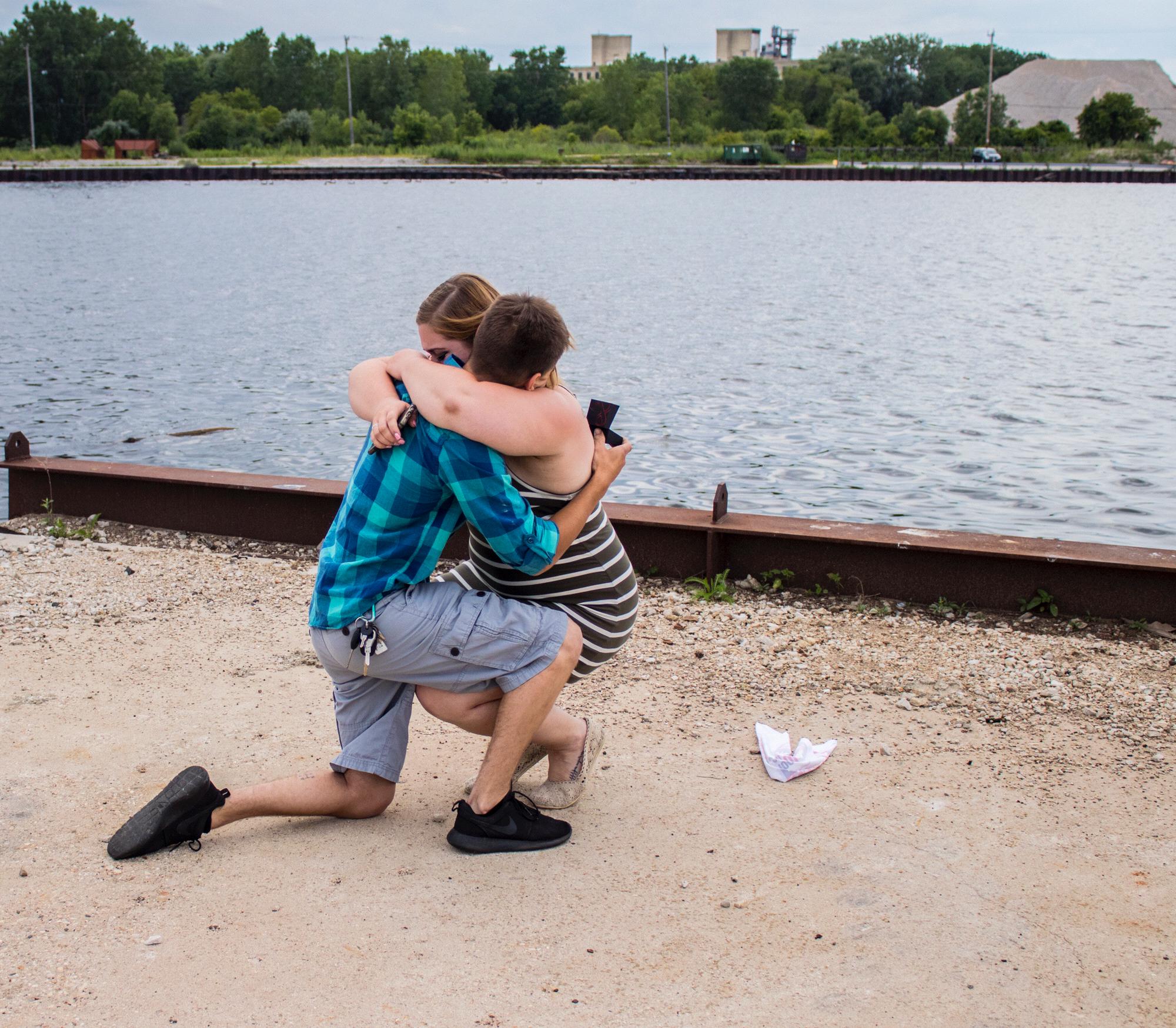Before Matthew even finished the question, Heather was down there hugging him