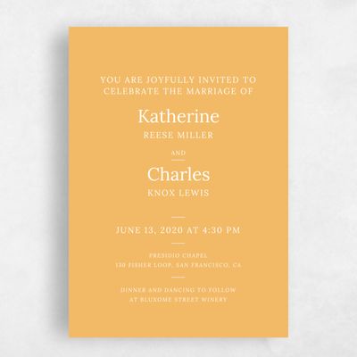 Mustard, Yellow Wedding Invitation - Stevens Classic