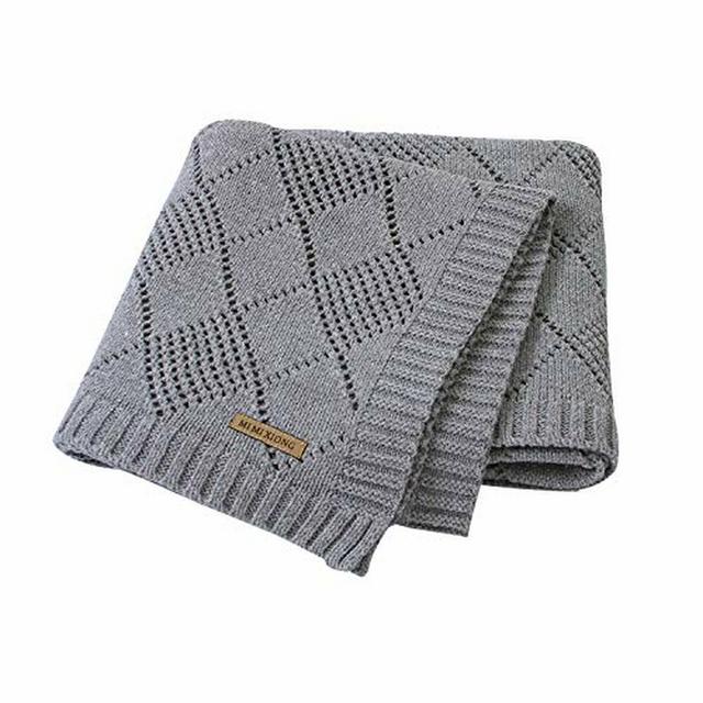 mimixiong Baby Blanket Knitted Cellular Blanket Toddler Blankets for Boy and Girls Size 40x30 Inch Grey