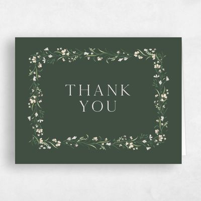 Green Monogram Wedding Thank You - Mirtillo Landscape