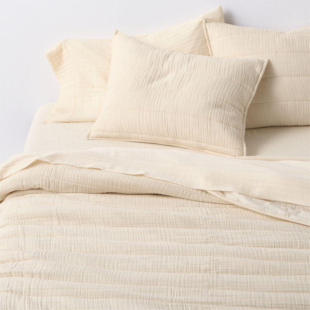 Supersoft Organic Cotton Gauze Undyed Full/Queen Channel Stitch Quilt