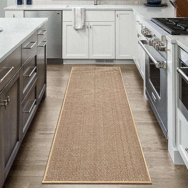 Artnice Kitchen Mat for Floor, Non Slip Washable Kitchen Rug, Rubber Backing Absorbent Runner Standing Mat for Kitchen, Hallway, Laundry (Beige, 17.3"x59")
