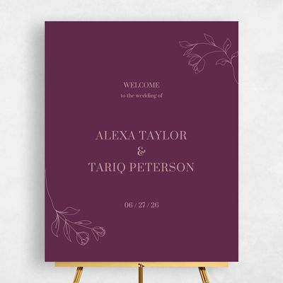 Plum, Purple Wedding Sign - Maywood Portrait