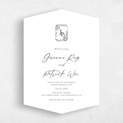White Diamond Wedding Invitation - Birchwood Classic