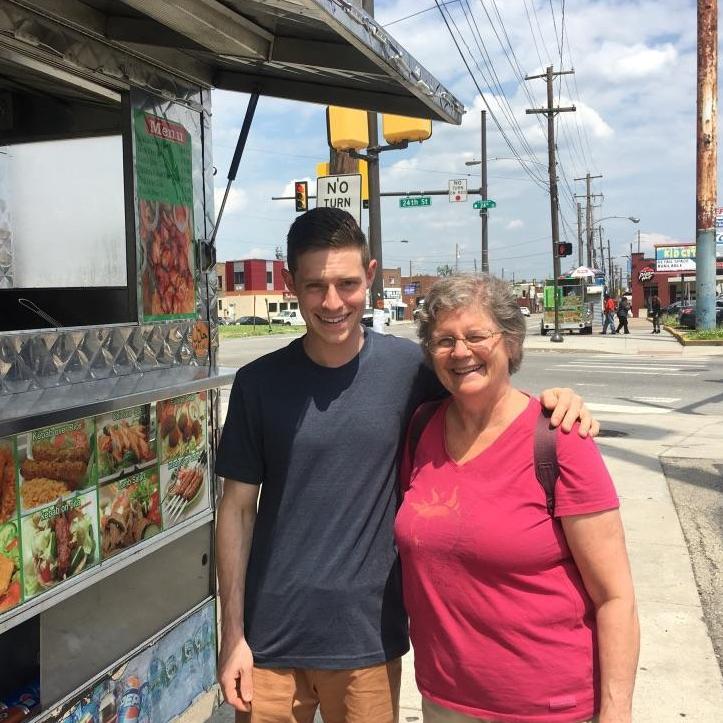 Mom and Jack's first Philly Halal experience!