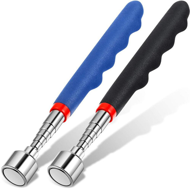 Telescoping Magnetic Pickup Tool 20 Lbs Magnet Extension Tool Telescoping 30 Inch Extendable Stick Gadget for Men Suitable for Birthday Father's Day Christmas(Blue and Black,2 Pieces)