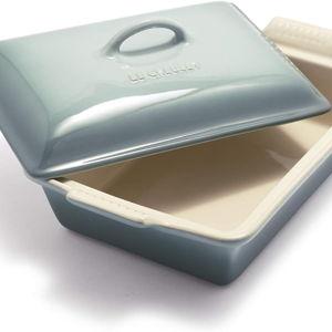 Le Creuset Stoneware Heritage Covered Rectangular Casserole, 4 Qt. (12" x 9"), Sea Salt