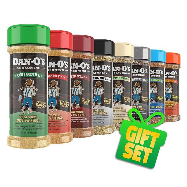 Dan-O's Seasoning - Great on Chicken, Meats, Rub - All-Purpose, All-natural, Sugar Free, 0 Calorie Seasoning & Spices for Smoking, Cooking & Grilling - (2.2 - 2.5 oz 8 Bottle Bundle) – Original, Spicy, Chipotle, Crunchy, Cheesoning, Preem-O, SEA-soning, Tac-O