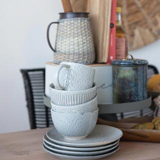 Debossed Stoneware Mug, Set of 4