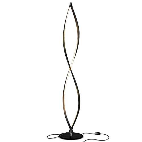 Brightech Twist - Modern LED Spiral Floor Lamp for Living Room Bright Lighting - Built in Dimmer for Bedroom Ambience Or TV Soft Light - Futuristic Indoor Pole Lamp for Offices - Black