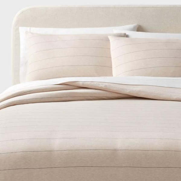 Jersey Duvet and Sham Set - Threshold™- Oatmeal heather striped, King