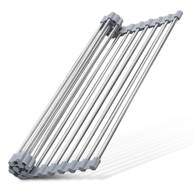 Cheer Collection Stainless Steel Roll-Up Sink Rack