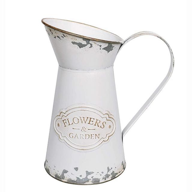 APSOONSELL Rustic Shabby Chic Vase Small Metal Vase Vintage Milk Jug Mini Pitcher Decorative Flower Vase Farmhouse Decor for Home, Kitchen, Bathroom