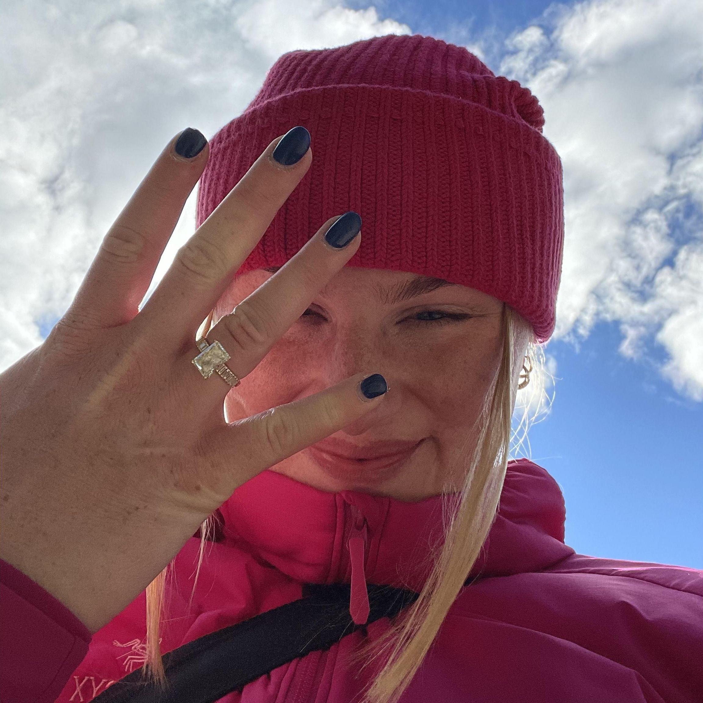 Admiring my ring that Wills designed!