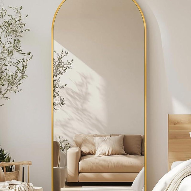 Antok Arch Floor Mirror, 59"x18" Full Length Mirror - Freestanding Full Body Mirrors with Stand for Bedroom or Living Room (Champagne)