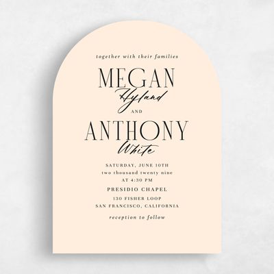 Beige Arch Wedding Invitation - Uzes Portrait