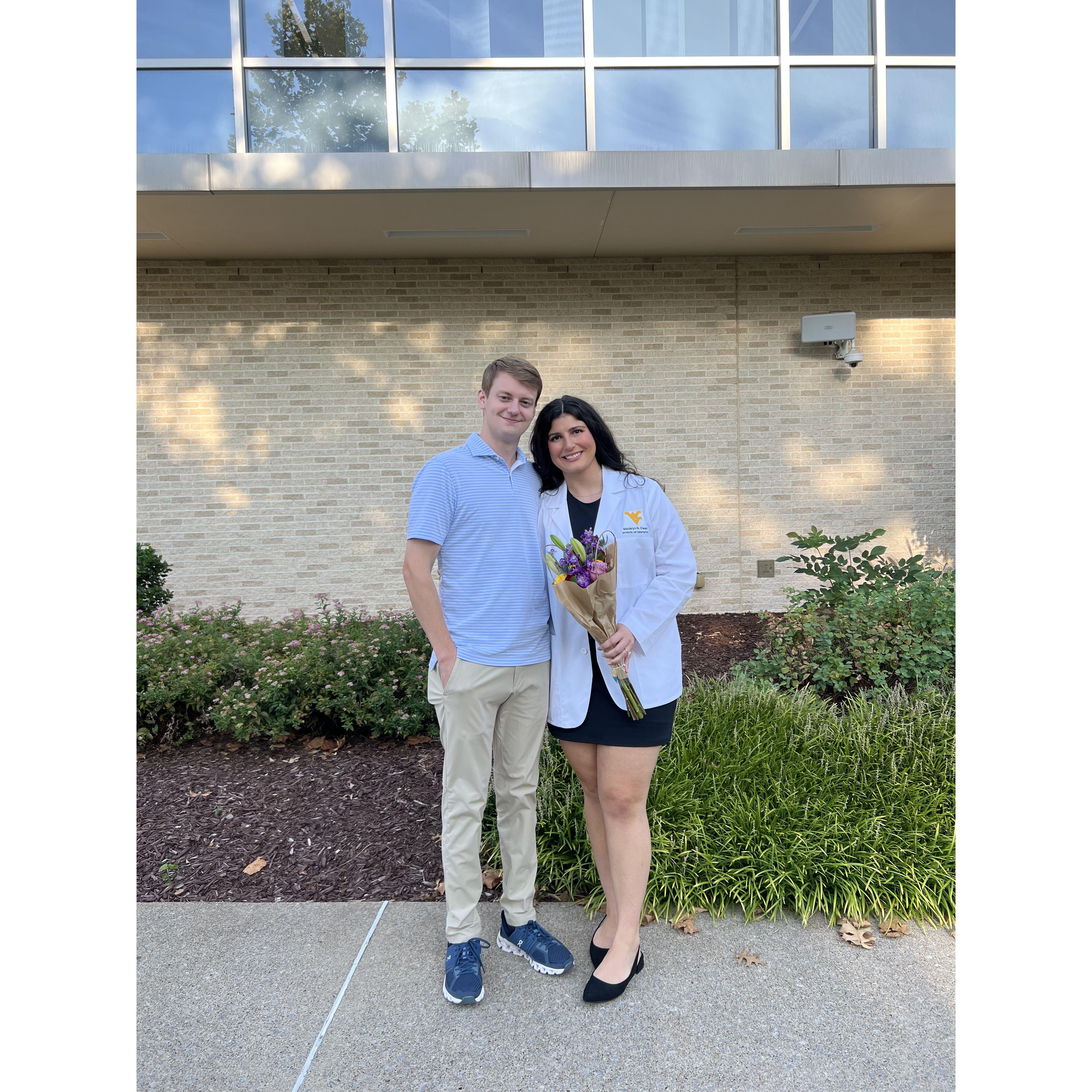 Madelyn's white coat ceremony at the beginning of her third year of dental school