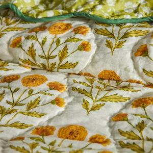 Iluka Cotton Printed Floral Quilt - Marigolds - Queen