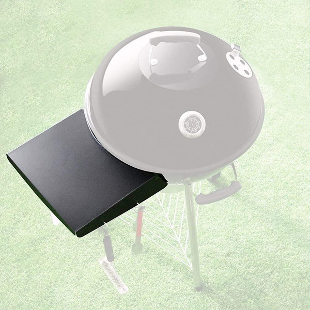 QuliMetal Grill Table Shelf for 22 Inches Weber Master Touch & Original Kettle Charcoal Grills, Replaces Weber Grill Side Shelf, Outdoor Steel BBQ Table Folds to Store Inside Barbecue Grill