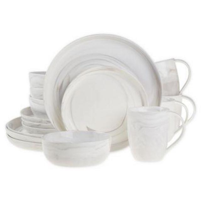 Artisanal Kitchen Supply® Coupe Marbleized 16-Piece Dinnerware Set in Grey