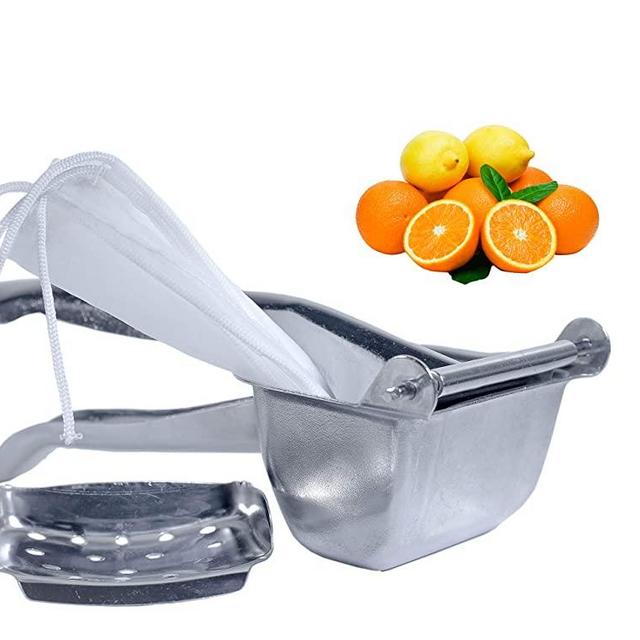 ELEV Stainless Steel Fruit Juicer – Handheld Fruit Press – Juicer Hand Press with 2 Fruit Bags Included – Easy to Wash and Use – Rustproof and Food-Grade – Ideal for Oranges, Lemons, Lime, Grapes