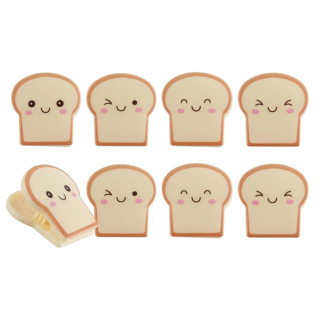 COOK WITH COLOR Cute Bag Clips - Funny Snack Clips, Magnetic Chip Clips for Bags - Kitchen and Food Bag Clips for Airtight Seal for Food Storage, Toast, Pack of 8